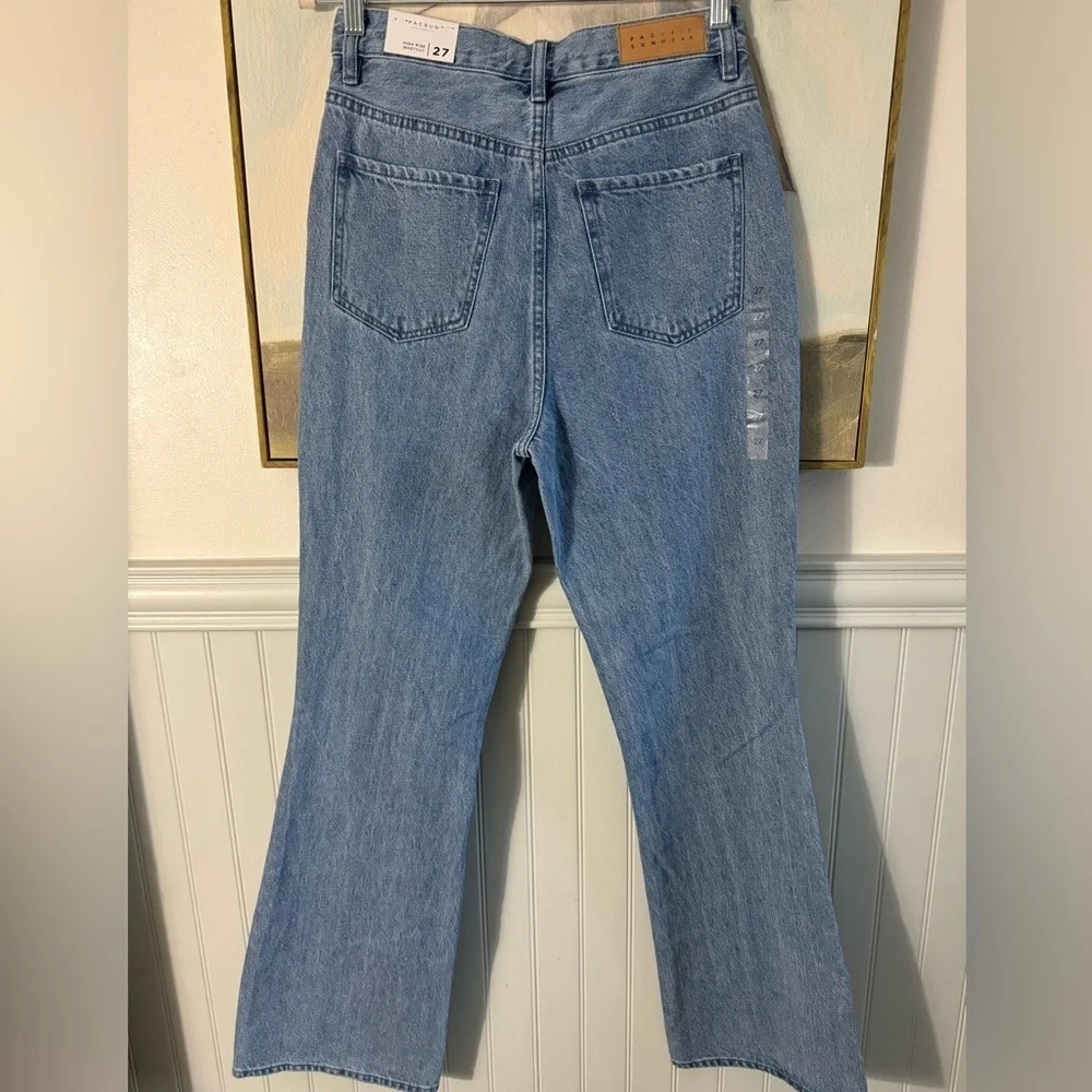 PACSUN Eco Medium Blue Frayed High Waisted Bootcut Jeans NWT Size 27 - Picture 11 of 11
